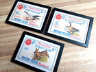 Three  3  5  X 7   Framed Copies Of Remington 1930s 12 Gauge Shot Shell Box Ends