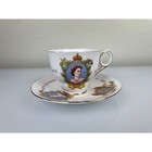 Vtg Royal Stafford England Queen Elizabeth Ii Coronation Teacup Saucer Set 1950s