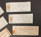 6 Antique 1868-69 Lockport New York Bank Checks tax Revenue Stamps various Names
