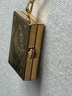 Vintage Book Locket Necklace Gold Tone Photo Holder Hinged Pendant 24   