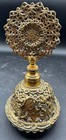 Rare Antique Ormolu Filigree Glass Perfume Bottle 6  Tall