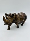 Vintage African Ebony Wooden Rhino Statue Rhinoceros Wooden Carved Art Figure