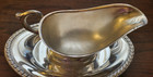 Vintage Silverplate Ornate Gravy Boat With Dish