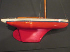 Vintage Wooden Wood Pond Yacht Hobby Sailboat With Weighted Keel