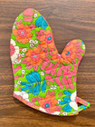 Vintage Vibrant Retro Oven Mitt   Pot Holder Set 2 60s 70s Kitchen Pink Green