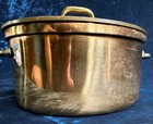 Vintage Tagus Copper Pot W  Lid Brass Handles Cookware 5    X 2 5    Made Portugal