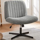 Height-adjustable Upholstered Office Chair Armless Design With Criss-crossed Leg