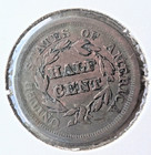 1850 Braided Hair Half Cent -  Fine  - Slight Wear Liberty
