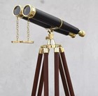 Vintage Nautical Solid Brass Binoculars W floor Standing Tripod Decor Gift 62  