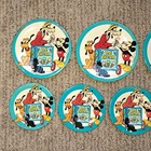     set Of 7 Vintage Walt Disney Goofy Ice Cream Man Serving Mickey Tin Toy Plates