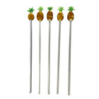 Pineapple Glass Swizzle Stir Sticks Lot Of 5 Cocktail Stirrers Tiki