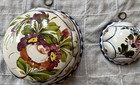Set Of 2 Vintage Ceramic Mold Wall Hangings Hand Painted Large And Small