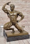 Handmade  classical Nudes Muscular Man Figure Statue Sculpture Signed Bronze Art