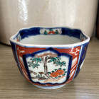Antique Japanese Imari Porcelain Tea Cup Bowl Soba Choko Hand Painted Shaped Rim