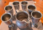Vintage Wilton Pewter Pitcher   6 Goblet Set Pa Usa  Very Nice Condition
