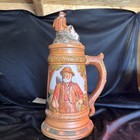 Vintage Rare Hunter With Dog Stein 13    Hand Painted Mug Deer Beer Unique