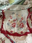 Lot Of 2 Vtg 1940s Primary Red Cornflower Blue Flower Floral Apron Dish Towel