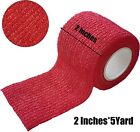 6 First Aid 2  X 5 Yds Self Adhesive Bandage Rolls Wrap Red Medical Wound Tape