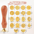19pcs Wax Seal Stamp Kit  18 Vintage Pattern Sealing Wax Stamp Head With 1 Woode