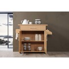 Hodedah Wheeled Kitchen Island With Large Spice Rack And Towel Holder  Beech