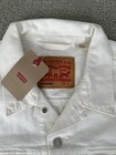 Levi s Men   s Large Ivory White Denim Trucker Jacket Inner Pockets