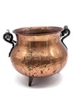 Vintage Hammered Copper Cauldron Planter Twisted Iron Handle 3 Leg W  Germany 5   