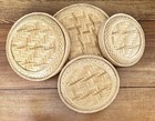 Set Of 4 Woven Shallow Nesting Seagrass Baskets Round 8-12    Diam 1 5-3    Deep