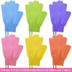 Anezus Exfoliating Gloves 6 Pairs Shower Scrub Gloves Bath Loofah Glove Exfol   