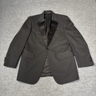 Jos A Bank Tuxedo Suit Mens 40r 30x32 Pants Black 100  Wool Satin Lapel Trim