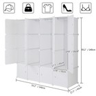 16-cube Modular Wardrobe Storage 4-tier - Stackable  Door  Plastic  Rods   White