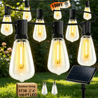 100ft Solar String Lights Outdoor St38 Led Solar Garland Lights  Patio Garden