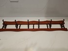 Antique Vintage Wood Wall Mount Coat Hat Rack 6 Plastic Hooks