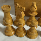 Vintage Lardy Staunton Chessmen Set  W  Wooden Storage Box  France - 3-3 4  King