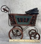 Vintage Antique Victorian Baby Doll Carriage Stroller Buggy Wicker Wood   Steel