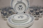 Corelle Corning Blue Hearts 33 Piece Dinnerware Set Services Of 8