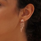 14k Gold Plated Triple Huggie Hoop Dangle Earrings For Women Chain Drop Stud