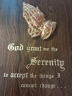 Vtg Serenity Prayer Religious Wood Plaque Wall Art Decor Praying Hands Mcm Nib
