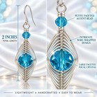 Sparkling Crystal Wrapped Dangle Earrings   Wire Crystal Jewelry   Sterling