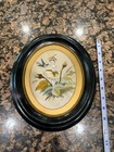 Antique Victorian Silk Embroidery Needlework Flowers In Oval Frame