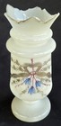 Antique Bristol White Opaline 8 5  Blown Art Glass Vase   as Is Chipping