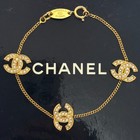 Chanel 4022 Coco Mark Cc Logo Rhinestone Bracelet Gold Accessory Authentic Japan
