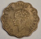 1945 British India 1 One Anna - Circulated Indian Nickel Brass World Coin