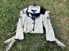 Handmade Native American Fringe Leather Jacket Vintage Fort Grizzly Indian M - L