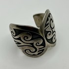 Large Vintage Native American Hopi Overlay 925 Sterling Silver Cuff Bracelet 85g