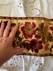 Antique French Long Velvet And Silk Floral Curtain Panel C1900s 8 7ft
