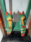 Wooden Cats On Swing Hand Carved And Painted Eclectic Unique Gift Folk Art Ooak 