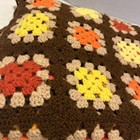 Vtg Crochet Granny Square Afghan Throw Blanket 42   x 70    Fall Thanksgiving Tone