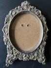 Victorian Antique Oval Brass Bronze Easel Picture Floral Frame Rococo 5 x3 5 