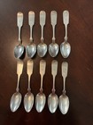 Antique J s    Co  Sterling Silver Spoons 5 3 4  Set Of Ten