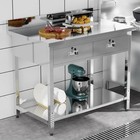 36 X 24  Stainless Steel Table With 2 Drawers Heavy Duty Metal Prep   Work Table